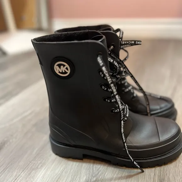 Michael Kors Black Rain Boots Montaigne PVC