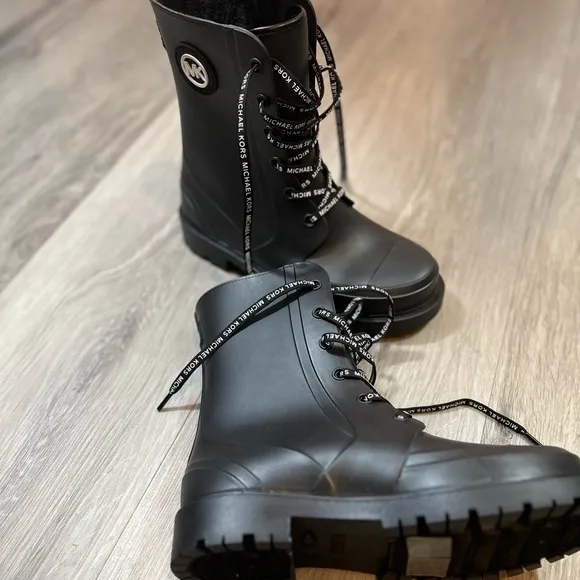 Michael Kors Black Rain Boots Montaigne PVC