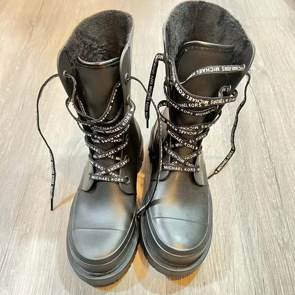 Michael Kors Black Rain Boots Montaigne PVC