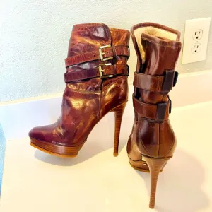 Michael Kors Brown Leather Mae Boot - 8
