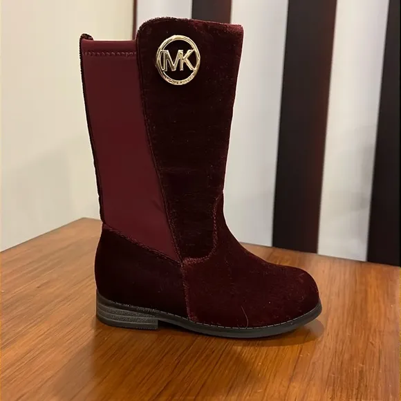 Michael Kors Emma Lily velour Boots new plum Girls Toddlers Size 5