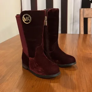 Michael Kors Emma Lily velour Boots new plum Girls Toddlers Size 5