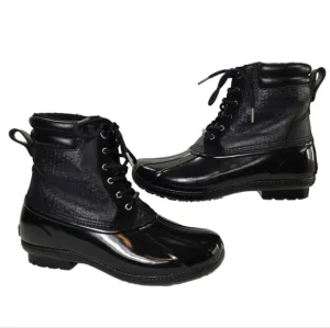 Michael Michael Kors Easton Lace Up Duck Boot - Black - Size 10 - Rain Leather