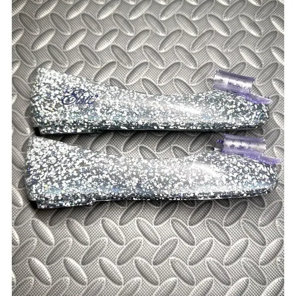 mini melissa Sweet Love Disney  Elsa FROZEN 2 glitter bow flat girl shoes Sz 2