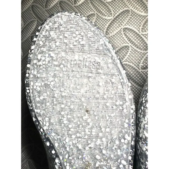 mini melissa Sweet Love Disney  Elsa FROZEN 2 glitter bow flat girl shoes Sz 2