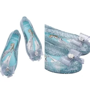 mini melissa Sweet Love Disney  Elsa FROZEN 2 glitter bow flat girl shoes Sz 2