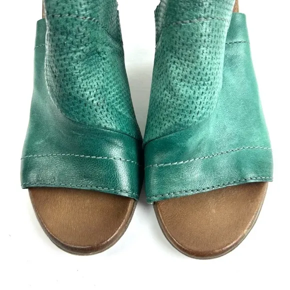 Miz Mooz Sandals 37 Teal Green Leather Vesitaire Collection Slingback Shoes