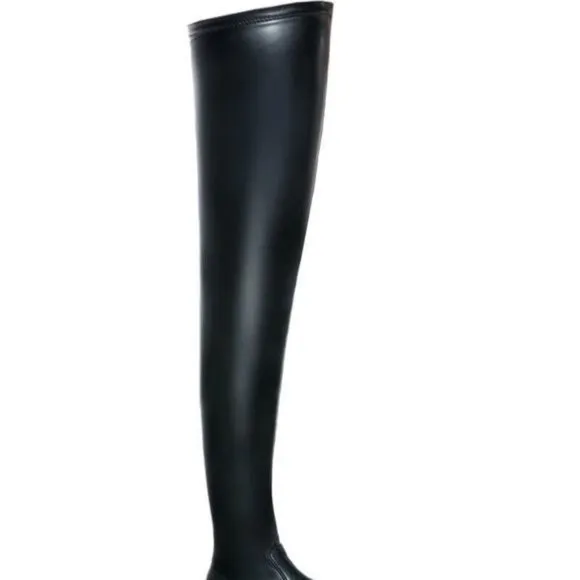 Miz Stretch Chelsea: High Rise Periwinkle Lilac Thigh High Chunky Boot 7.5 8