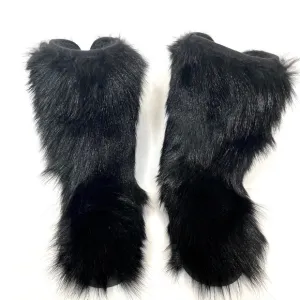 MOU Goat Hair Fur Boots Size 6 Black Shearling Mid Calf Yeti Winter Shaggy Women