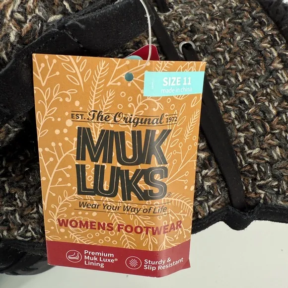 Muk Luks Black and Brown Winter Boots with Unique Lacing