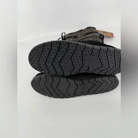 Muk Luks Black and Brown Winter Boots with Unique Lacing