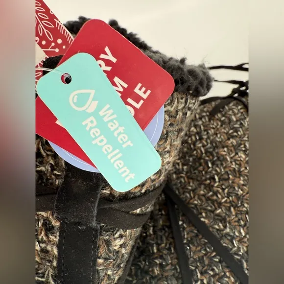 Muk Luks Black and Brown Winter Boots with Unique Lacing
