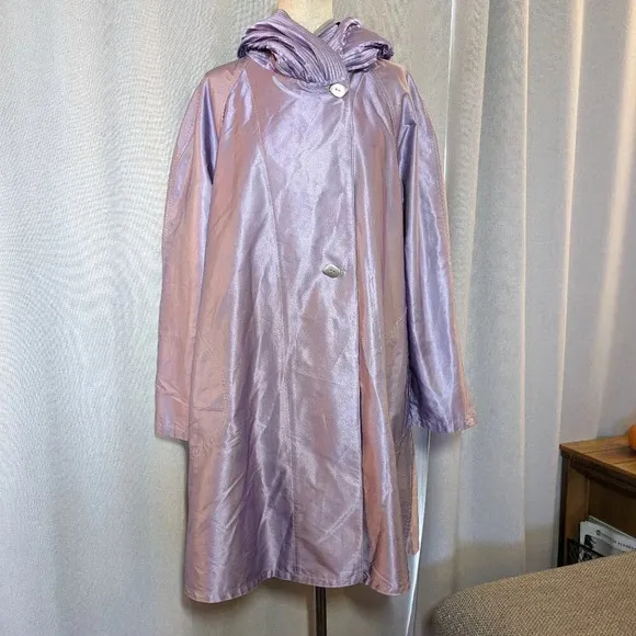 Mycra Pac Purple Gray Donatella Jacket Hooded Reversible Rain Coat Small 6 - 8