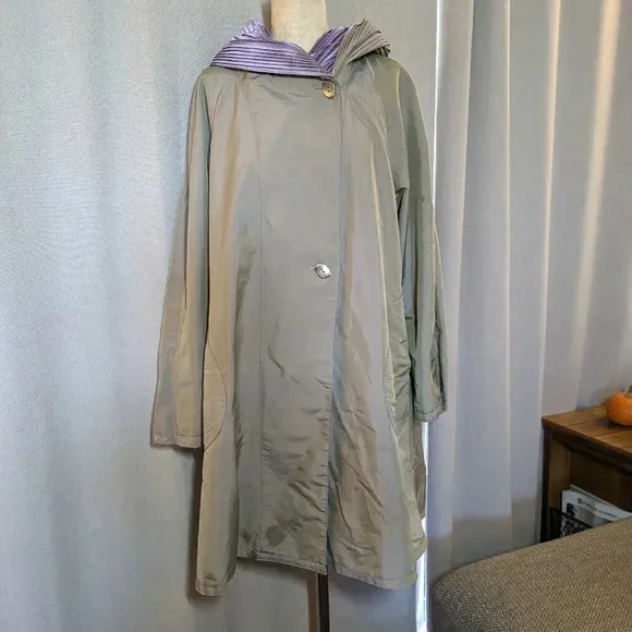 Mycra Pac Purple Gray Donatella Jacket Hooded Reversible Rain Coat Small 6 - 8