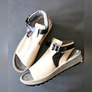 NAOT Verbena Sandals Light Tan Wedge Comfort Shoes sz EU 41