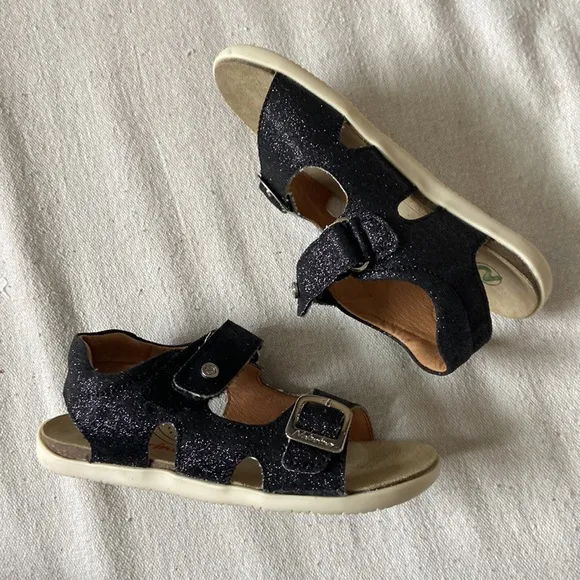 NATURINO NEW Sandals Stream Glitter Flats Black Buckle Strap Shoes Summer Beach