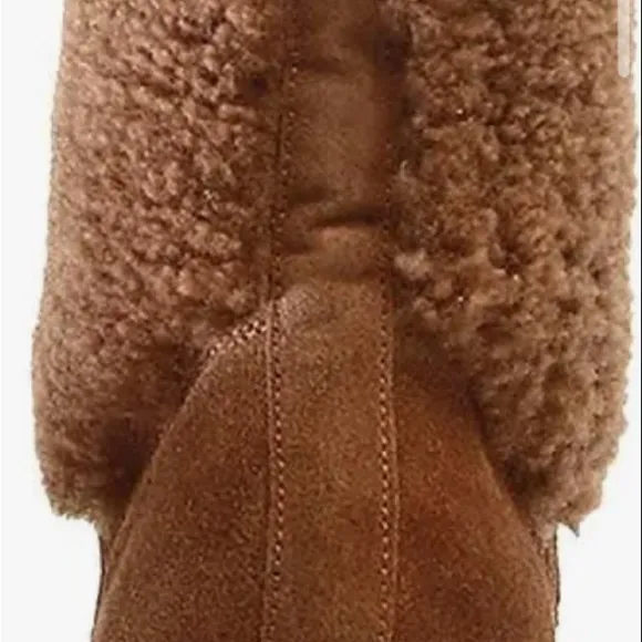 NEW $385 Voile Blanche Cleofe Italy Brown Suede Shearling Zip Hiking Boot 38 7.5