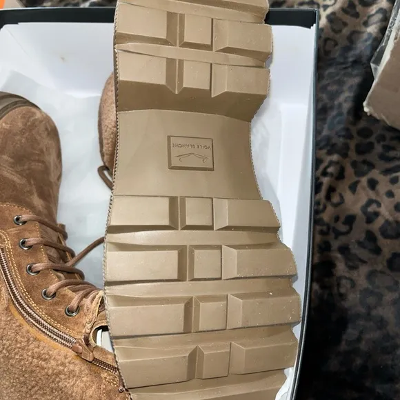 NEW $385 Voile Blanche Cleofe Italy Brown Suede Shearling Zip Hiking Boot 38 7.5