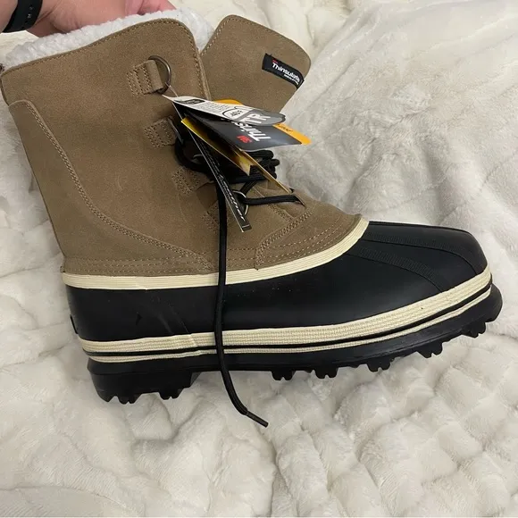 NEW 3M Thinsulate Men's Black and Tan Winter Boots