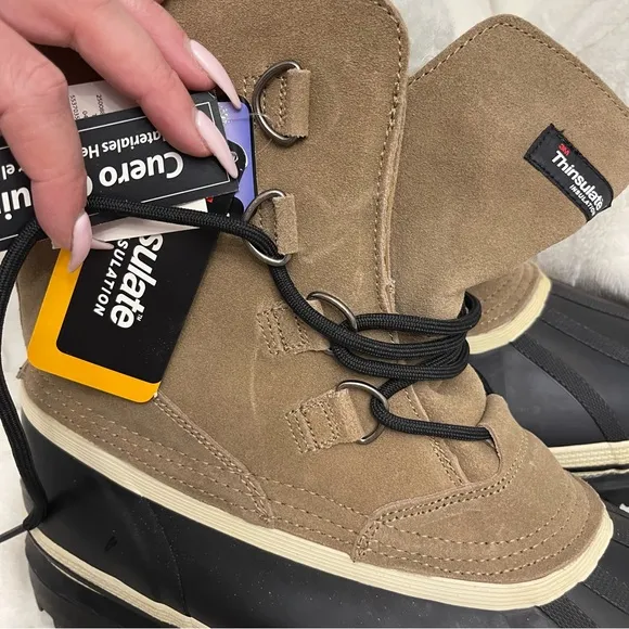 NEW 3M Thinsulate Men's Black and Tan Winter Boots