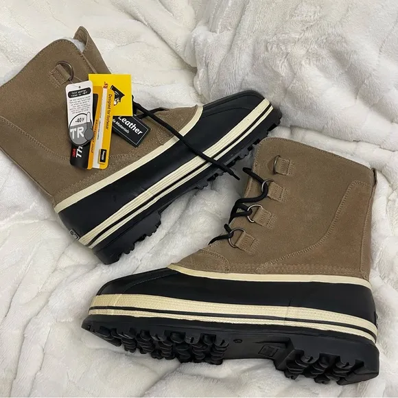 NEW 3M Thinsulate Men's Black and Tan Winter Boots