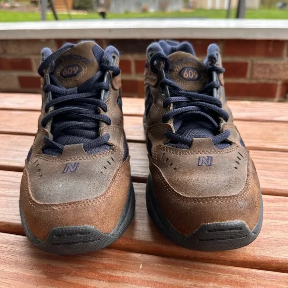 New Balance 609 Hiking Shoes Leather Brown Trainers Size 7.5