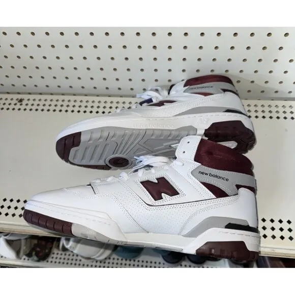 New Balance 650R Mens Leather Athletic Shoes Sneakers Size 9 White Burgundy