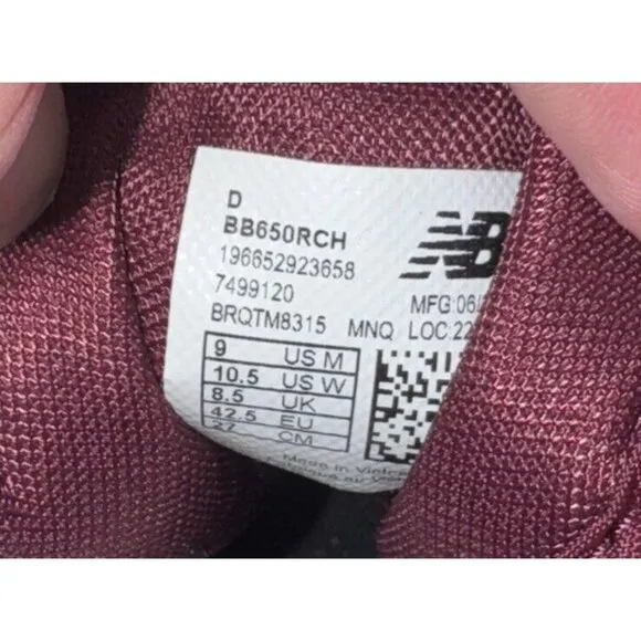New Balance 650R Mens Leather Athletic Shoes Sneakers Size 9 White Burgundy