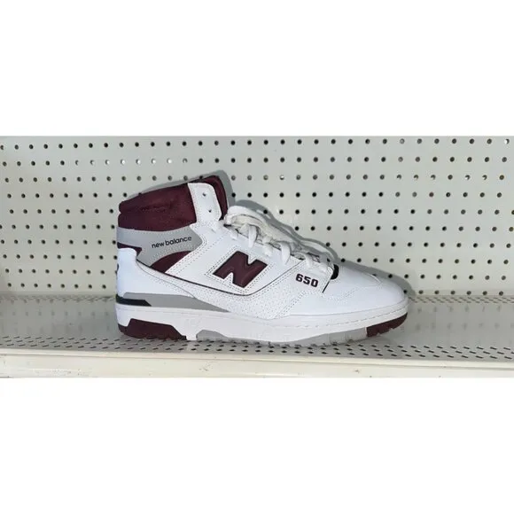 New Balance 650R Mens Leather Athletic Shoes Sneakers Size 9 White Burgundy