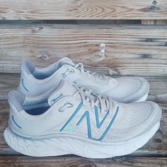 New Balance Fresh Foam Shoes in Cream and Light Blue
