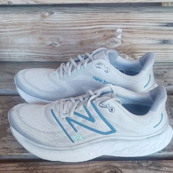 New Balance Fresh Foam Shoes in Cream and Light Blue