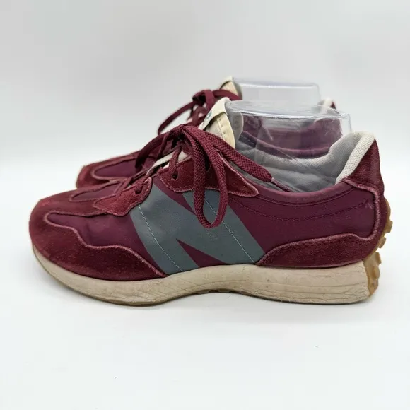 New Balance Lifestyle 327 Maroon &amp; White Athletic Casual Sneaker Shoes Boy's 4