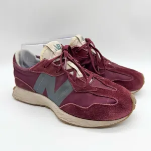 New Balance Lifestyle 327 Maroon &amp; White Athletic Casual Sneaker Shoes Boy's 4
