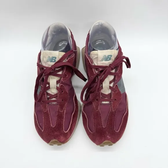 New Balance Lifestyle 327 Maroon &amp; White Athletic Casual Sneaker Shoes Boy's 4