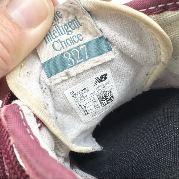 New Balance Lifestyle 327 Maroon &amp; White Athletic Casual Sneaker Shoes Boy's 4