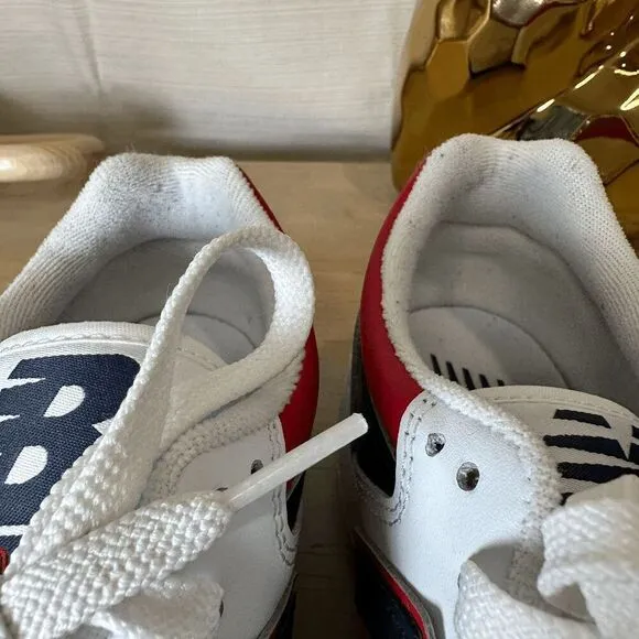 NEW BALANCE White‎ Navy Red Leather Men's Sneakers