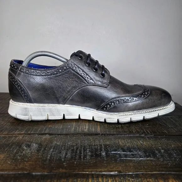 NEW BED STU Cayuga II Mens Size 9.5 Oxford Sneakers Organic Leather Gray White