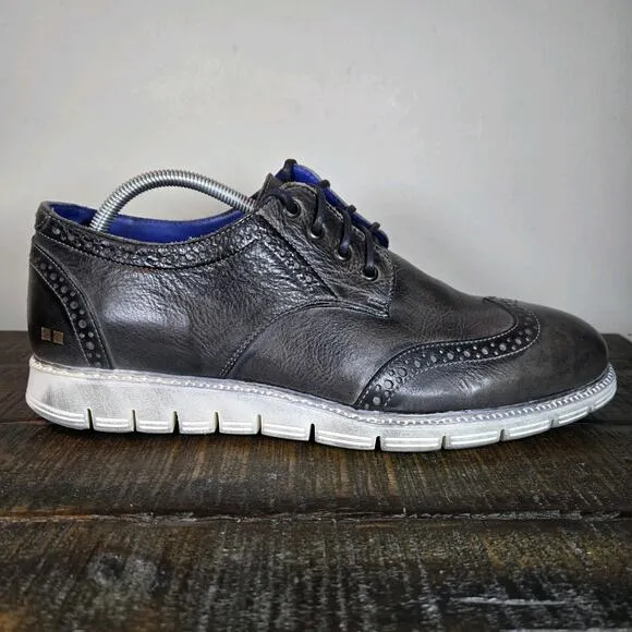 NEW BED STU Cayuga II Mens Size 9.5 Oxford Sneakers Organic Leather Gray White