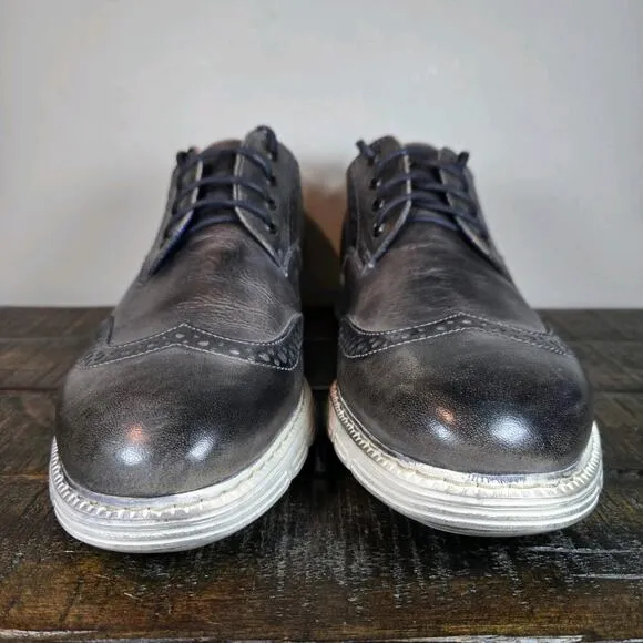 NEW BED STU Cayuga II Mens Size 9.5 Oxford Sneakers Organic Leather Gray White