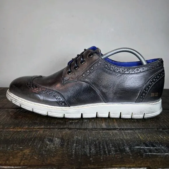 NEW BED STU Cayuga II Mens Size 9.5 Oxford Sneakers Organic Leather Gray White