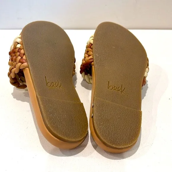 New BEEK Leather Baza Woven Sandals in Beach