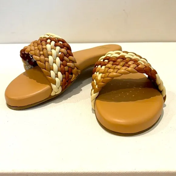 New BEEK Leather Baza Woven Sandals in Beach