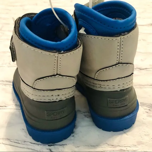 New blue and gray Sperry Harbor Duck Boots (Baby/Toddler 6)