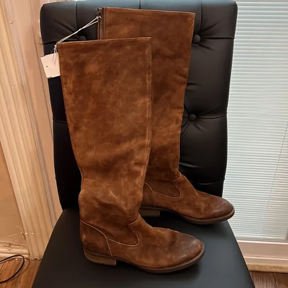 New!! Born Borman Distressed Suede Over The Knee Boots Brown Women’s Siz…