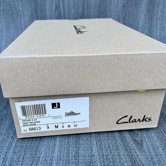 New Clarks Men's Nature‎ 5 Lo Leather Shoes Dark Tan Mens 9 M