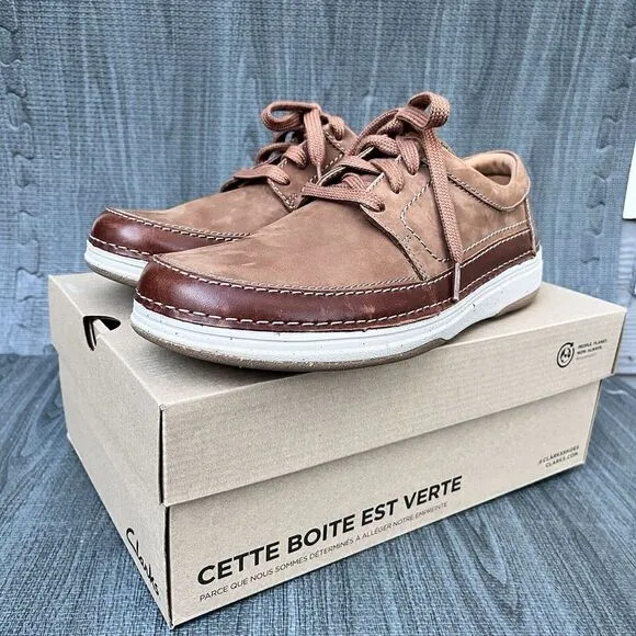 New Clarks Men's Nature‎ 5 Lo Leather Shoes Dark Tan Mens 9 M