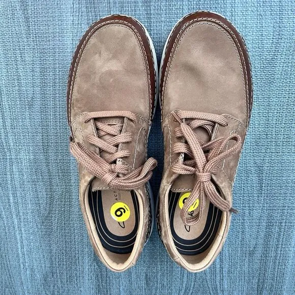 New Clarks Men's Nature‎ 5 Lo Leather Shoes Dark Tan Mens 9 M