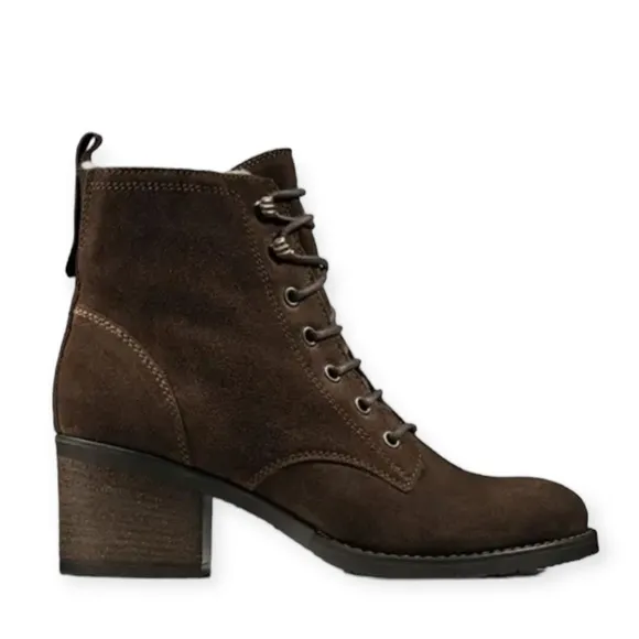 NEW Clarks Thornby Lace Dark Brown Suede Boots, Size UK 8D, US 10.5 Retail £120