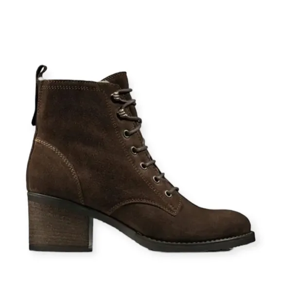 NEW Clarks Thornby Lace Dark Brown Suede Boots, Size UK 8D, US 10.5 Retail £120