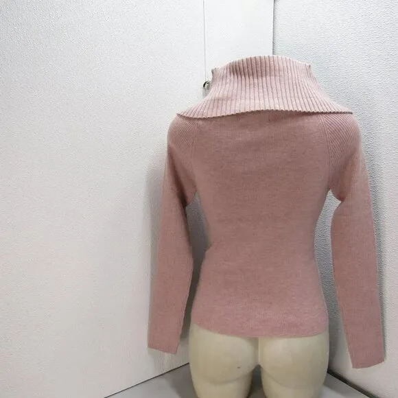NEW DH NEW YORK Womens Becca Funnel Neck Soft Sweater Size S Dahlia Pink